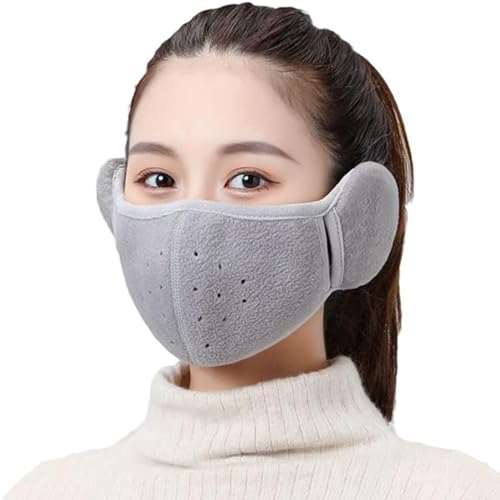 Mrchrogge Mask 凍結防止耳保護 オートバイとスノーボア用 暖かい冬用マスク 冬の風と寒さ保護マスク (シルバーグレー、シェーカーフリース)