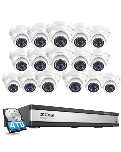 Image of ZOSI 4K 16CH POE Security Camera System with 4TB HDD, 16pcs 5MP Metal Cams