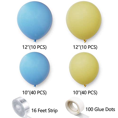 Pastel Balloon Garland Arch Kit With 100 Pcs Blue And Yellow Balloons, Diy Balloon Bouquet Kit For Baby Shower, Wedding Bachelorette Birthday Party, Balloon Decorations #TOP1