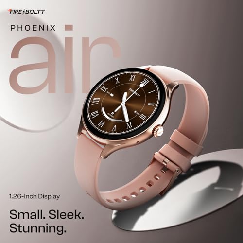 Image of Fire-Boltt Phoenix Air Smart Watch 1.26 inch Round Display, Rotating Button, Wireless Charging, Ultra Lightweight Metal Body, Bluetooth Calling, Smartwatch with Silicone & Mesh Steel Straps Petal Pink