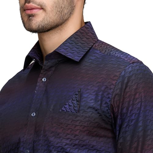 Image of Park Avenue Men's Luxus Fit Pure Cotton Structure Pattern Narrow Collar Full Sleeve Formal Regular Fit Shirt