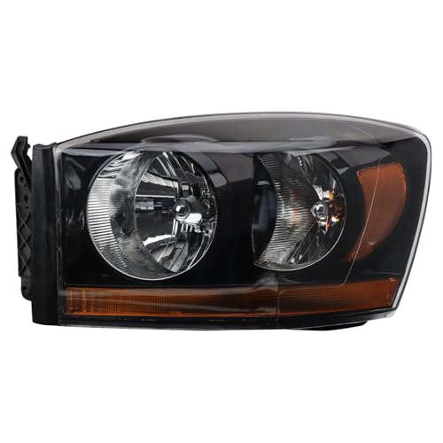 Image of TRQ Driver Side Headlight Assembly Black Bezel Compatible with 2006-2008 Dodge Ram 1500 2006-2009 Ram 2500, 3500 With Amber Bar CH2518115