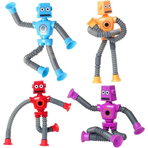 4 Pièces Robot a Ventouse Télescopique, Jouet Ventouse, Fidget Toys Anti Stress, Jouets Éducatifs, Fidget Jouets Sensoriels Convient Aux Enfants Adultes Autistes pour...