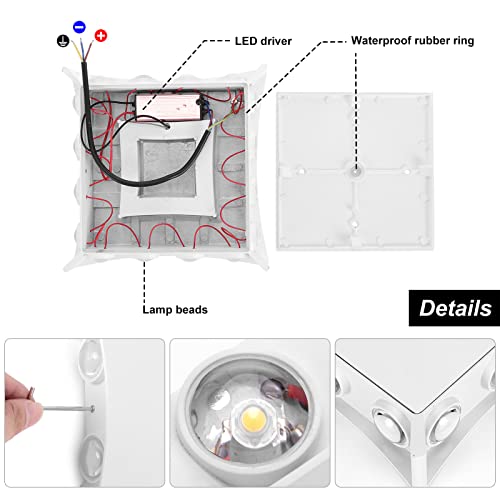 KAWELL 22W Modern Wall Light LED Wall Lamp Waterproof IP65 Aluminum Wall Wash Light LED Indoor Outdoor for Bedroom Stairs Bathroom Corridor Living Room Entrance Porch - Image 2