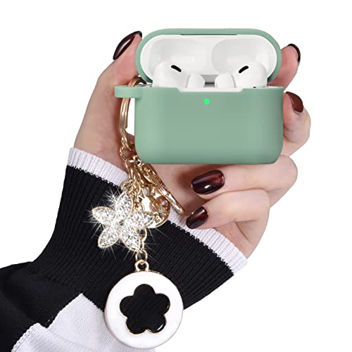 Image of Case for Airpods Pro 1st 2nd Generation - VISOOM Airpods Pro 1 /2 Cases Cover Women Silicone iPod Pro 2 Earbuds Wireless Charging Case Girl Bling Keychain for Apple Airpod Gen Pro 2