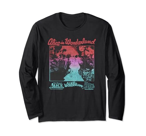 T-shirt manches longues Disney Alice in Wonderland affiche vintage coton néon