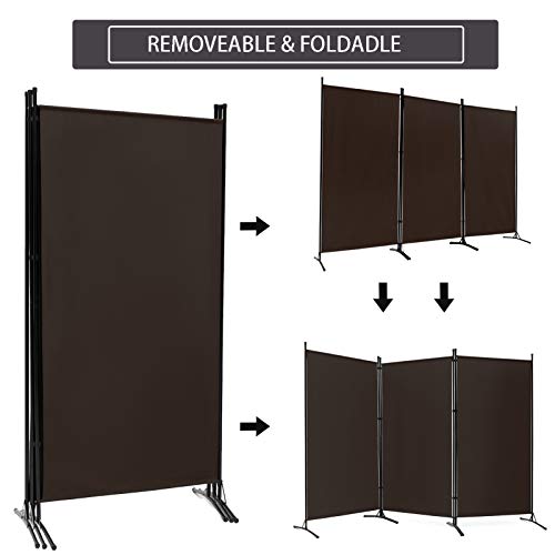 ACTREY Outdoor/Indoor Room Divider (3-Panel), Folding Partition Privacy Screen for Office, School,Studio, Conference,Classroom, Dorm Room, Kids Room-102 W X 16" D x 72" H (Brown) - Thumbnail 3