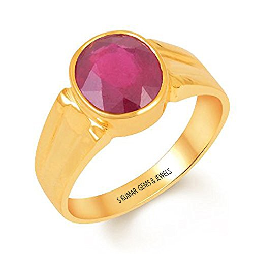 Rubis naturel bague Panchdhatu pierre précieuse rouge Manik 3 carats Small