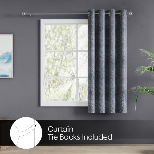 Image of haus & kinder Metallic Blackout Jacquard Window Curtain 5 Feet Long Pack of 1 | 100% Room Darkening Luxe Metallic Teal 130 x 152 cm