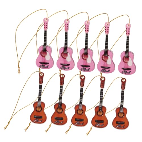 UTHCLO 10 Piezas Miniaturas de Guitarra Eléctrica Acrílicas para Decoración Navideña Colgantes Planos DIY Adornos para Árboles y Hogar Regalo para Música