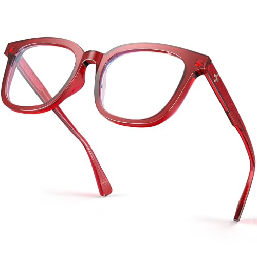 Image of VISOONE Square TR90 Lightweight Anti Glare UV400 Gaming Computer Glasses | 99% Digital Screen Filter Non-Prescription Clear Lens Oversized Frame Trendy Fashion Blue Light Blocking Women Men NOE