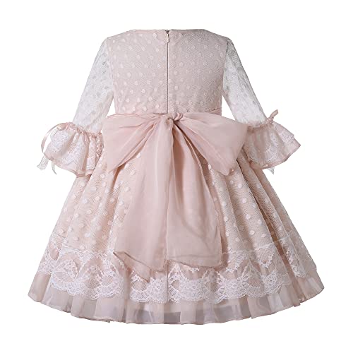 Pettigirl Kids Girls Elegant Spring First Communion Half Sleeve Floral Ruffle Clothes Outfit Toddler Cute Party Dresses2