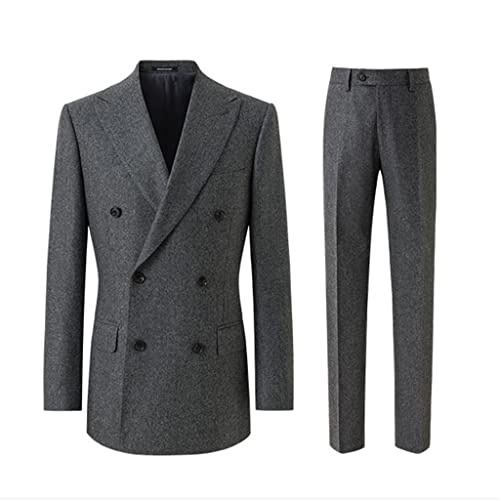 Men's Suit Set Gray Business Men Suits Casual Formal Blazers Dress Gentleman Work Slim
