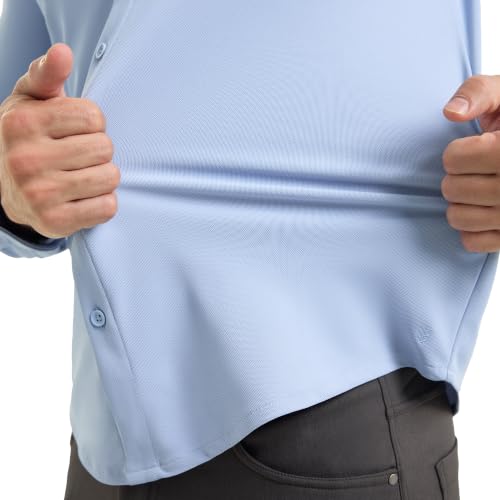 Image of Workday Shirt for Men Long Raglan Sleeve Regular Fit Superior Stretch Wrinkle Free Shape Retention Quick Dry Anti-Viral Finish UPF 50+