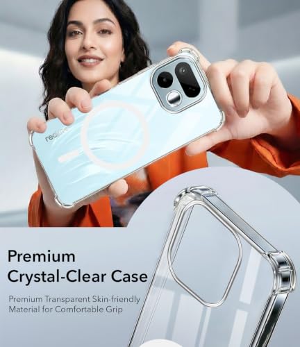 Image of Jkobi Shockproof Crystal-Clear Back Cover for Realme 16T 5G (Magsafe Wireless Support | Drop & Camera Protection | Hard Polycarbonate)