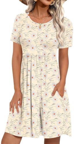 Image of LONGYUAN Womens Long Sleeve Dresses Casual Loose Fit Swing Dress Hide Belly with Pockets