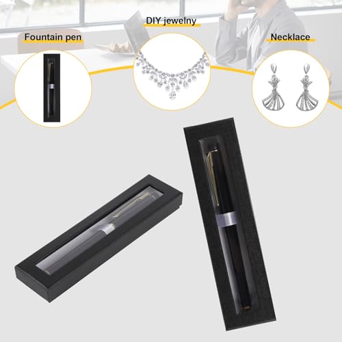 Image of 42 Pcs Empty Pen Gift Box, Pen Case with Cushion, Clear Lid Cardboard Box, Display Case for Gift, Office Supplies, Birthday Souvenir, Presentation, Jewelry, Christmas (Black)