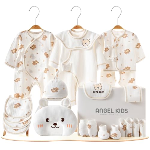21 Pcs Newborn Baby Gift Set Newborn Layette Gift Set for Boys Girls Babies Essential Clothes Accessories with Box Premium Cotton Baby Clothes Suitable for All Seasons