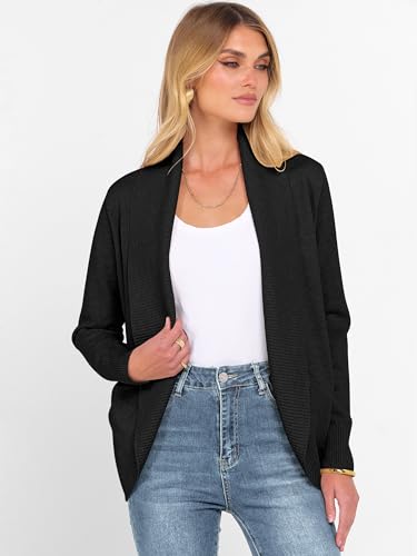 ANRABESS Womens Cardigan Sweaters Open Front Long Sleeve Shawl Neck Knit Dressy Casual 2025 Trendy Fall Winter Outerwear Coat3