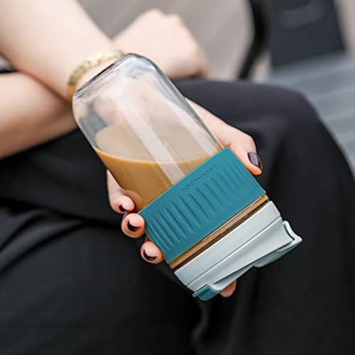 Image of Kamvy Reusable Glass Tumbler with Airtight Lid and Straw Pack of 1, 400ml Travel Coffee Sipper Mug for Juice Cocktail Iced Tea Smoothie Hot Cold Drink Cup Home & Office (Shaker)