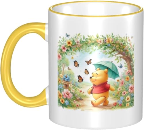 男女贈り物ク マのプーさん 耐熱カップ セラミック ティーカップ 陶器 マグ マグカップ コーヒーカップ かわいい セラミック おしゃれコップ かわいい 景品 マグ 贈答品 Yellow