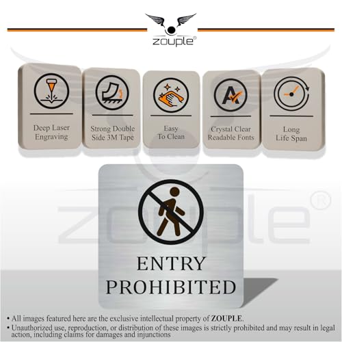 Image of Entry Prohibited Sign, 6x6 Inch, Durable Steel, Self-Adhesive