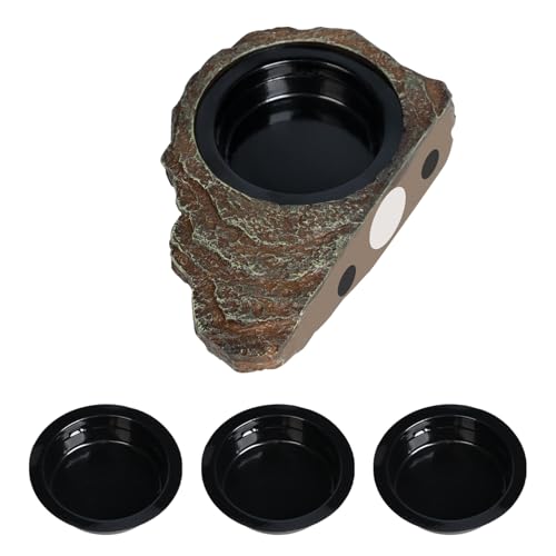 OIIBO Magnetic Gecko Feeding Ledge Reptile Food Dish with 3PCS Feeding Cups Crested Gecko Feeder Ledge Water Bowl for Lizard Chameleon Bearded Dragon Tank Accessories