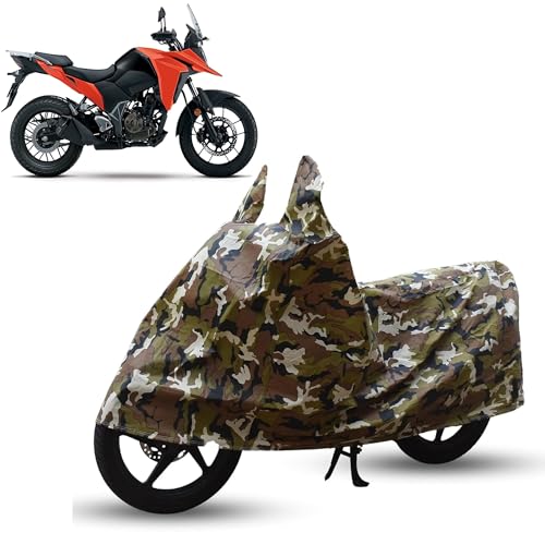 Image of Sulfar Bike Cover for Suzuki V-Strom SX 250 (Adventure) | Waterproof, Dustproof & UV Protected | All Weather Two Wheeler Cover (Army Green) New 2026 Variants