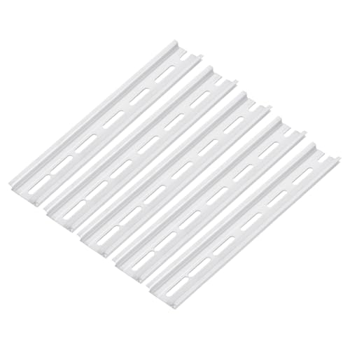 MECCANIXITY DIN Rail Slotted Aluminum Mounting Guide 9 Inch x 1.4 Inch x 0.3 Inch for Equipment Installation Pack of 5 Pcs, Silver Tone