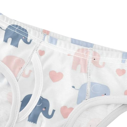 Wusikd Cute Elephants Boys' Underwear Cotton Pink Hearts Boys Briefs Soft Toddler Underwear 2T4