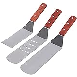 BESTE QUALITÄT: 3 sehr robust gearbeitete Grillzubehör, aus Edelstahl, mit sicher genieteten. Die Qualität der Griffe ist glatten Holzgriffen. Wenn die vernieteten Griffe halten, können Männer sehr gut arbeiten.