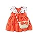 Huihong Baby Mädchen Sommerkleid Ärmelloses Polka Dot Kleid Kleinkind Prinzessin Sommerkleider Festes Kleid + Bambuskorb Rucksack (4 Jahre, Orange)