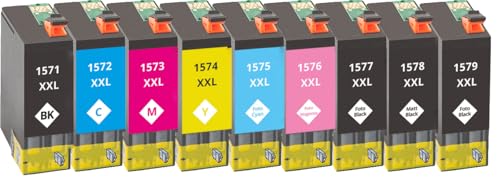 Inkadoo Lot de 9 cartouches d'encre XXL pour Epson Stylus Photo R3000 avec puce compatible