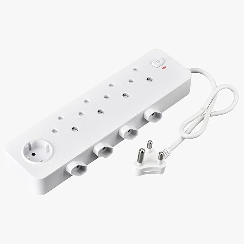 9 Multiplug Sockets, 4x Switched, 4x Euro Outlets, 1x Schuko Outlet -TT-F02-09K-White