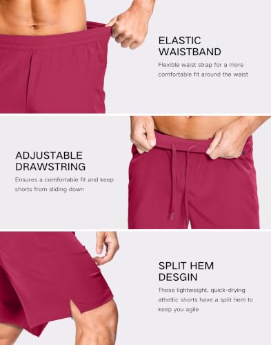 Image of GGJ Men's Lightweight Athletic Shorts with 2 Zipper Pockets 7 inch /9 inch /5 inch Gym Workout Running Quick Dry Tennis Shorts for Men