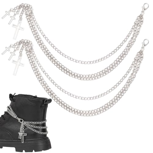 SOFPLATE 2Pcs Cross Boot Charms Silver Shoe Chain Charms Alloy Retro Vintage Gothic Style Metal...