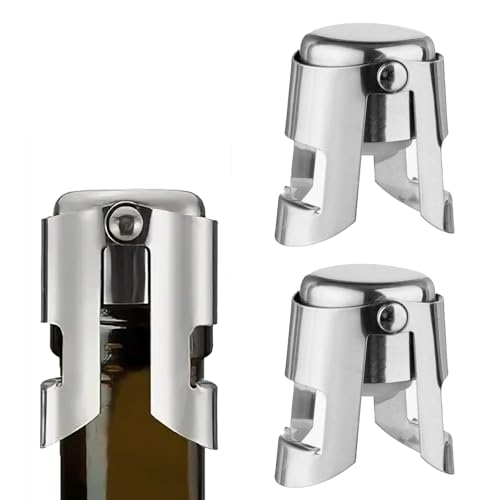 2pcs Champagne Stoppers,Champagne Stopper with Stainless Steel,Reusable Bottle Saver Sealer Vacuum Sealed Wine Stoppers,Champagne Saver Plug,for Wine Champagne Beer Collection,Sparkling Wine Bottles