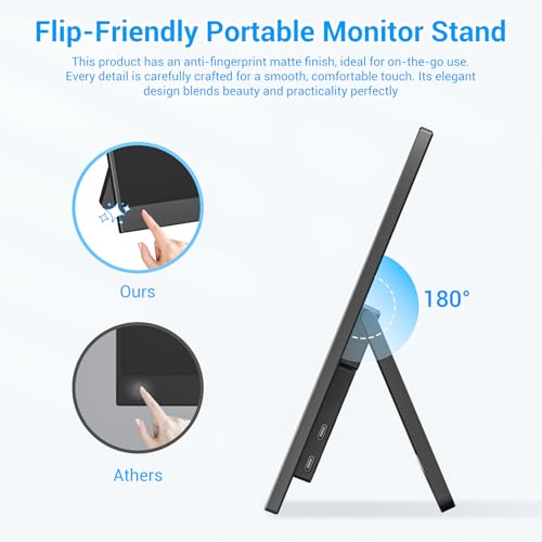 Image of Veout Portable Monitor 14 Inch Ultra-Slim IPS FHD USB C HDMI Travel Monitor for Laptop with Kickstand & Speakers, for Laptop PC, Phone, Mac