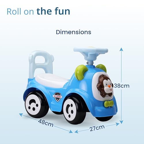 Image of LuvLap Sunny Ride on & Car for Kids with Music & Horn Steering, Push Car for Baby with Backrest, Safety Guard, Under Seat Storage & Big Wheels, Ride on for Kids 1 to 3 Years Upto 25 Kgs (Blue)