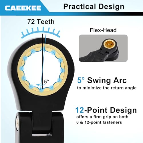 CaeeKee 26-Piece Flex-Head Ratcheting Wrench Set