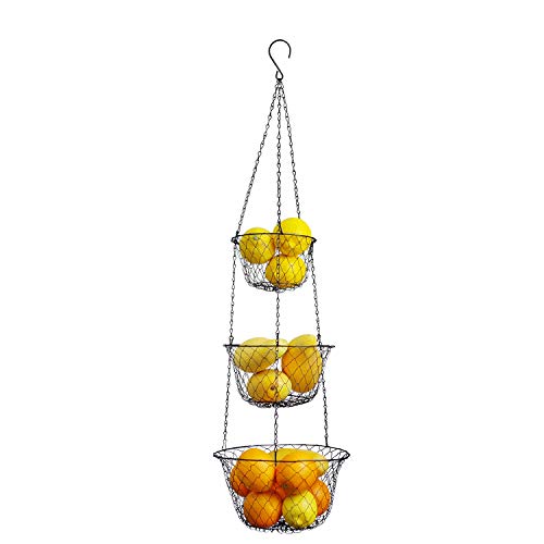 Malmo 3-Tier Wire Fruit Hanging Basket, Vegetable Kitchen Storage Basket thumb #3