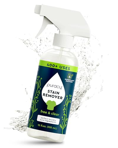 puracy stain remover natural based travel and laundry stain cleaner for clothes baby essentials kids stains oil and fabric spot cleaner unscented stain remover spray 12 fl oz