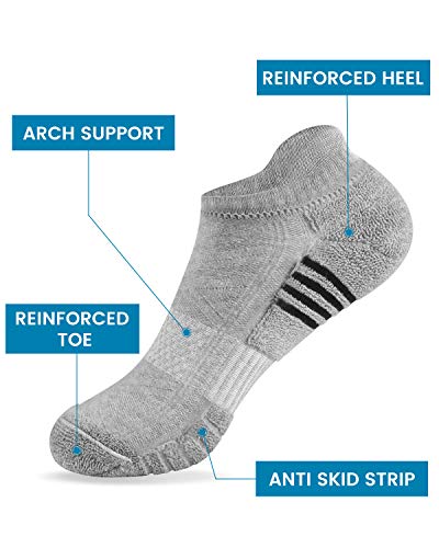 Image of TANSTC Athletic Running Ankle Socks,6Pairs Cushioned Low Cut Anti-Blister Tab Sports Sock Men Women