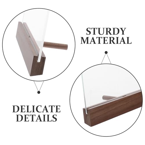 Soporte de acrílico doble cara expositor de certificados con base de madera trapezoidal 3