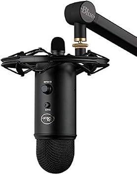 Blue Microphones Compass Premium Tube-Style Microphone Broadcast Boom Arm with Internal Springs, Desktop Clamp and Built-in Cable Management for Recording, Gaming, Streaming, Podcasting - Black