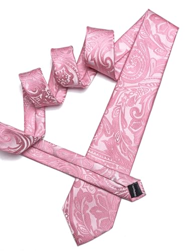 Image of Barry.Wang Men Tie Set Paisley Silk Necktie Pocket Square Cufflinks Formal Wedding Business Party