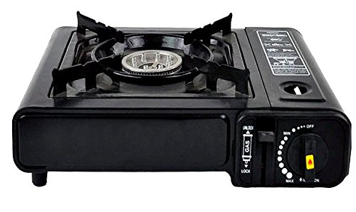 Unique Imports Portable Outdoor Camping Butane Gas Stove, Full Stainless Steel Body with Electronic Ignition and Carrying Case