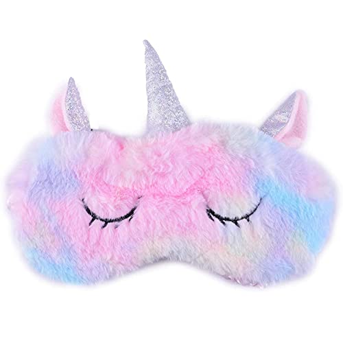FLOTRUTE 2 Piezas 3D Unicornio Máscara de Sueño, Antifaz de Viaje para Dormir, Seda Natural...