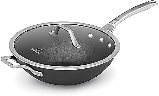 Calphalon Flat Bottom Wok with Lid, 12-inch, Nonstick