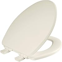 Bemis Ashland Elongated Wood Toilet Seat - Slow Close, Decorative Edge, Secure Hinges, Biscuit, Made in USA